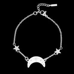 Zilverkleurig/witte armband met een maan bedeltje