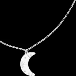 Zilverkleurig/witte ketting met een maan bedeltje