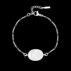 Zilverkleurig/zwarte armband met een haas