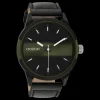 Zwart/donker groene OOZOO horloge met zwarte leren band - C11002
