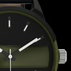 Zwart/donker groene OOZOO horloge met zwarte leren band - C11002