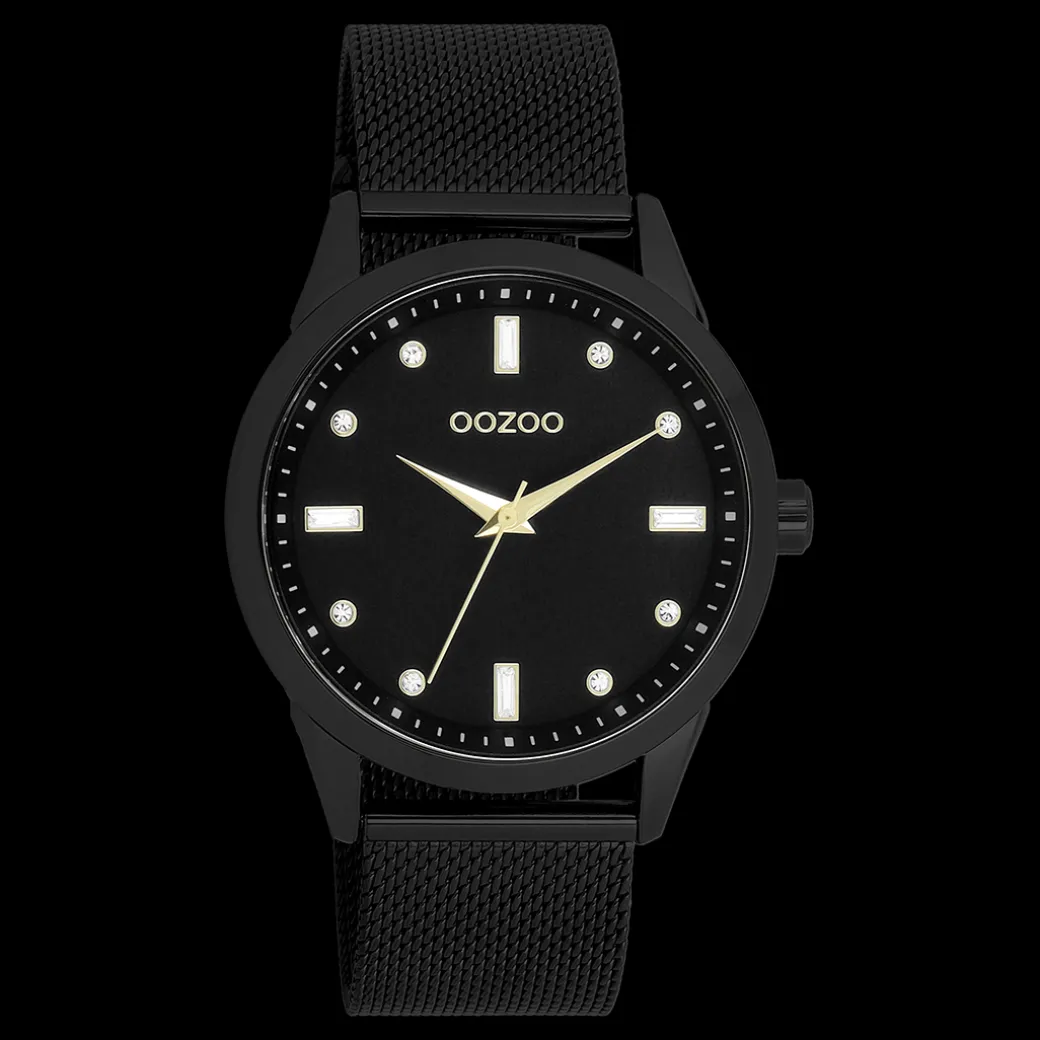 Zwarte OOZOO horloge met metalen mesh armband - C11284