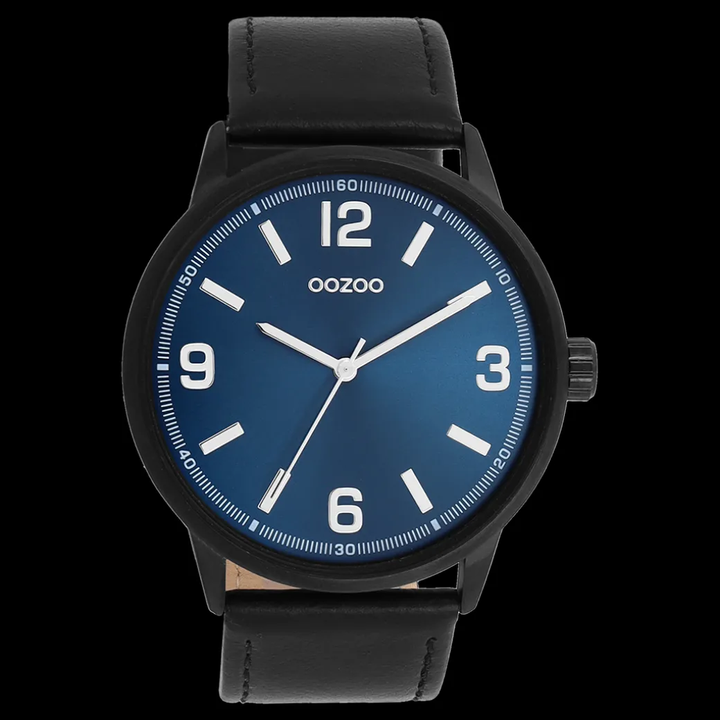 Zwarte OOZOO horloge met leren band leren band - C11502