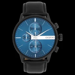Zwarte OOZOO horloge met leren band leren band - C11510