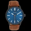 Zwarte OOZOO horloge met bruine leren band - C11401