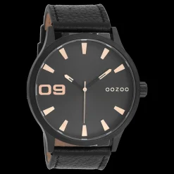 Zwarte OOZOO horloge met leren band - C8534