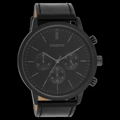 Zwarte OOZOO horloge met leren band - C11203