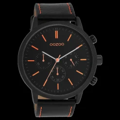 Zwarte OOZOO horloge met leren band - C11209