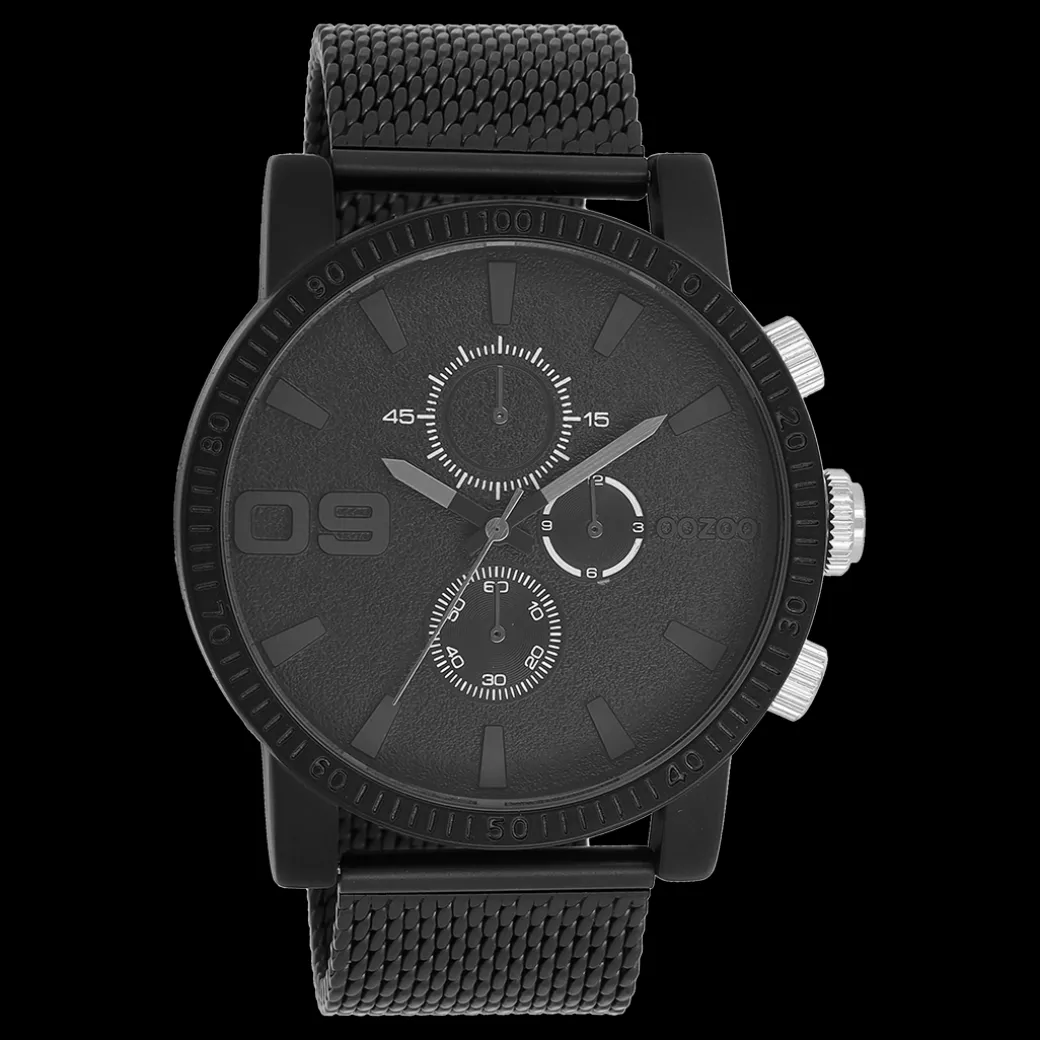 Zwarte OOZOO horloge met metalen mesh armband - C11214