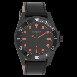 Zwarte OOZOO horloge met leren band - C11119