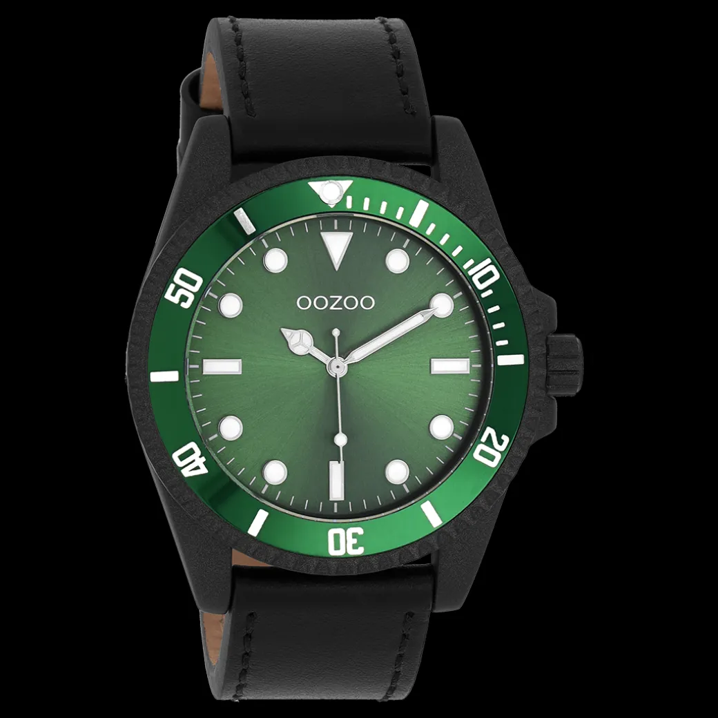 Zwarte OOZOO horloge met leren band - C11117