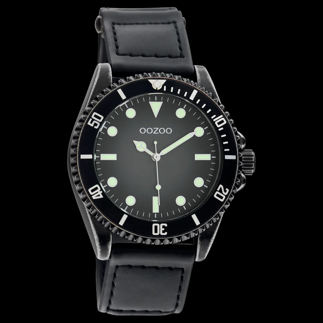 Zwarte OOZOO horloge met klittenband polsband - C11012