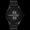 Zwarte OOZOO horloge met metalen mesh armband - C11019