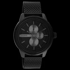 Zwarte OOZOO horloge met metalen mesh armband - C11019