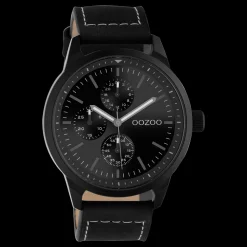 Zwarte OOZOO horloge met leren band - C10909