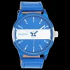 Zwarte OOZOO horloge met jeans blauwe leren band - C11442