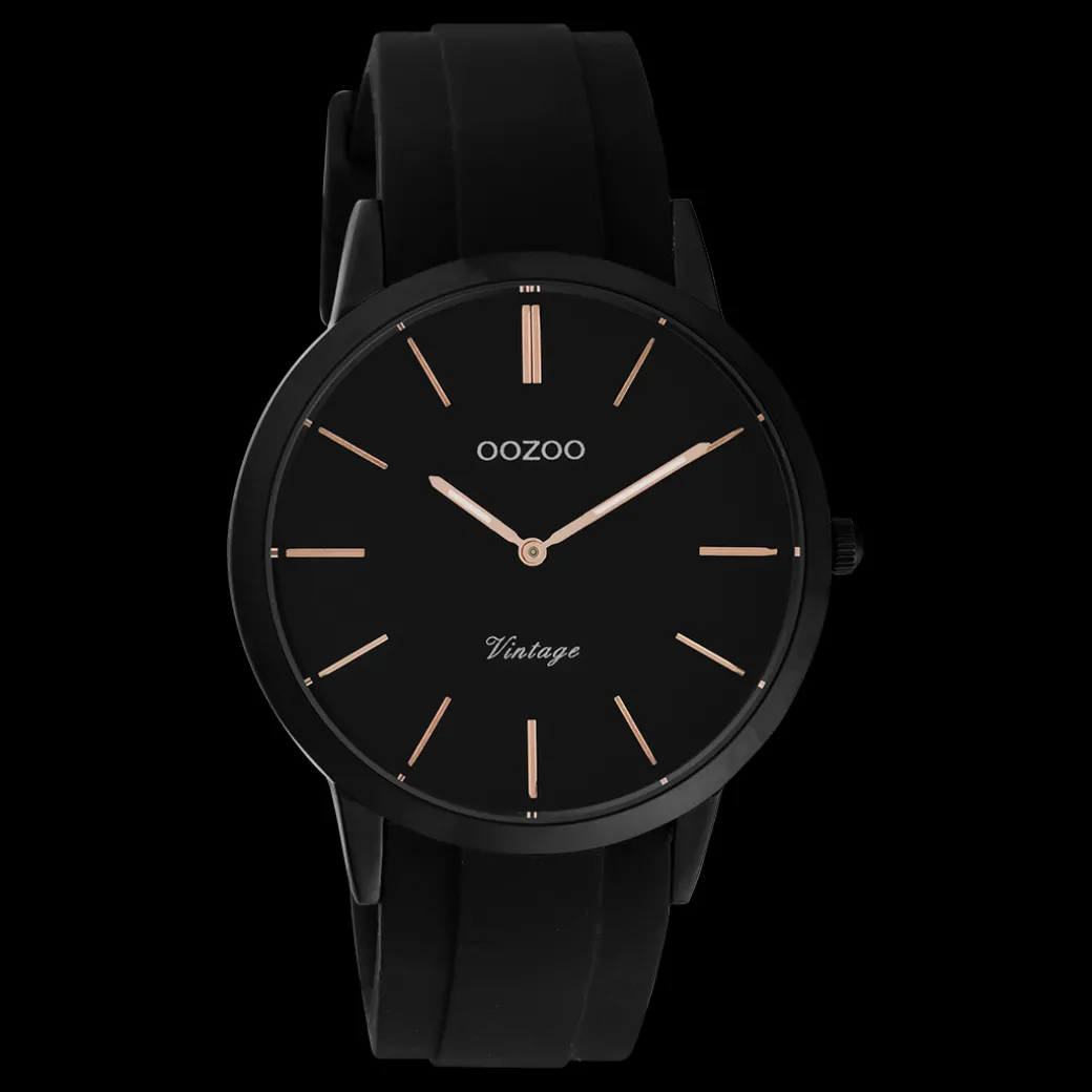 Zwarte OOZOO horloge met rubber band - C20174