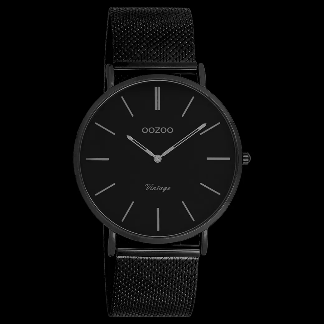 Zwarte OOZOO horloge met metalen mesh armband - C9933