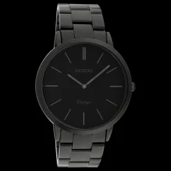 Zwarte OOZOO horloge met roestvrijstalen armband - C20025