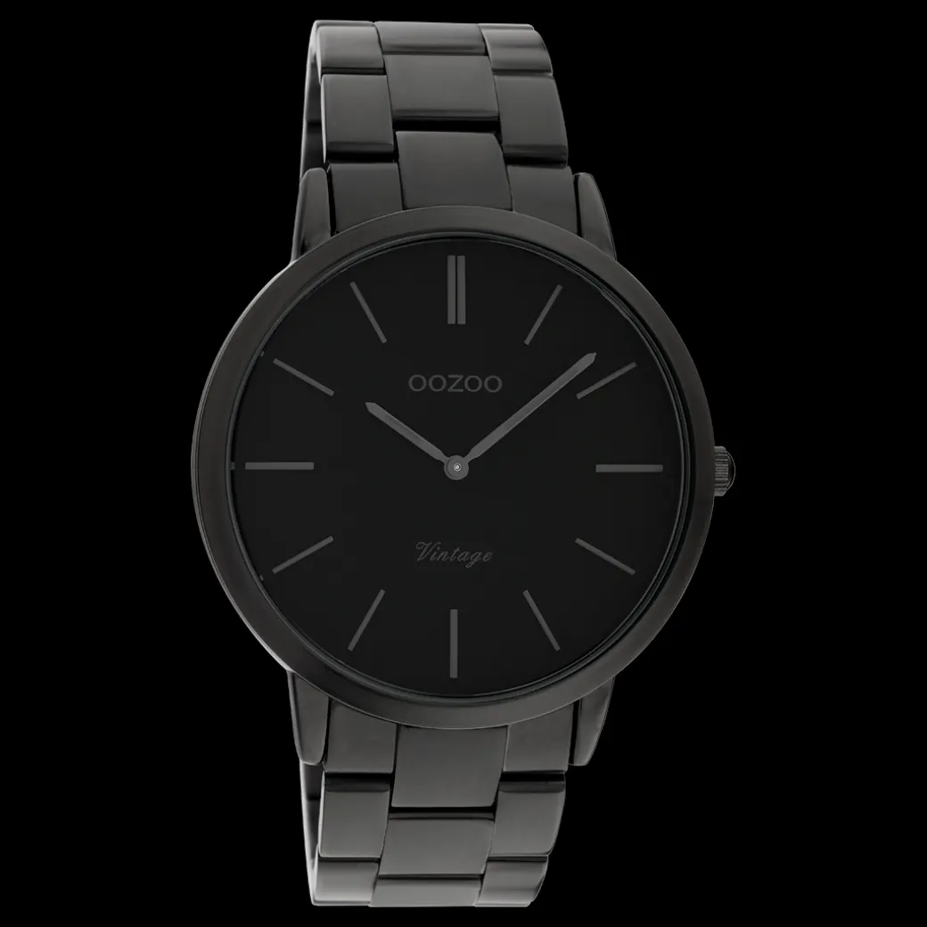 Zwarte OOZOO horloge met roestvrijstalen armband - C20025