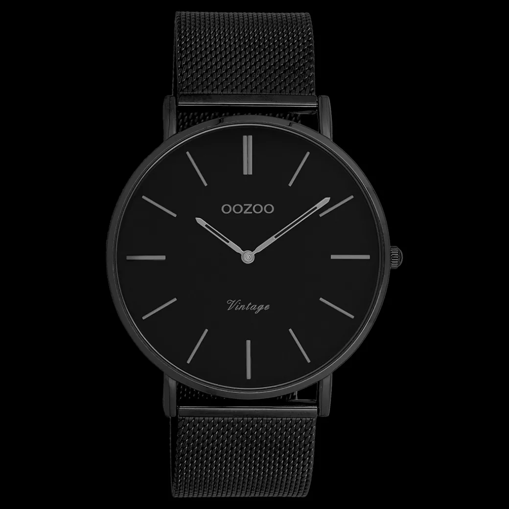 Zwarte OOZOO horloge met metalen mesh armband - C9932