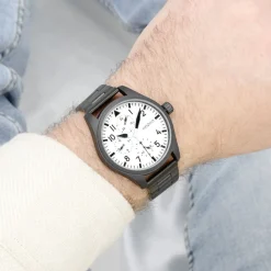Zwarte OOZOO horloge met roestvrijstalen armband roestvrijstalen armband - C11508
