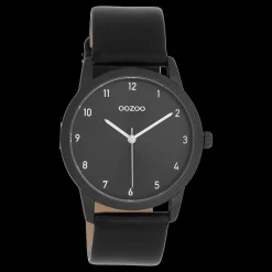 Zwarte OOZOO horloge met leren band - C11079