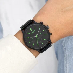 Zwarte OOZOO horloge met leren band - C11208