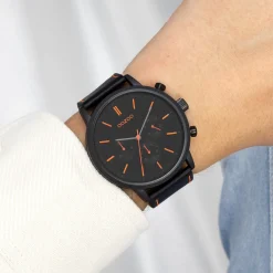 Zwarte OOZOO horloge met leren band - C11209