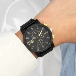 Zwarte OOZOO horloge met leren band - C11212