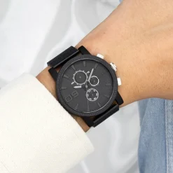 Zwarte OOZOO horloge met metalen mesh armband - C11214