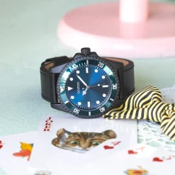Zwarte OOZOO horloge met leren band - C11118