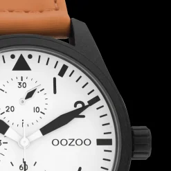 Zwarte OOZOO horloge met oranje klittenband polsband - C11005
