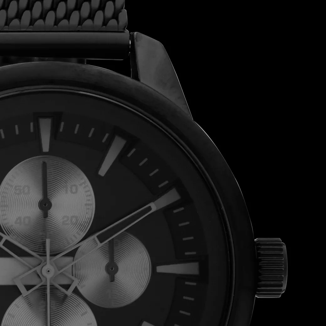 Zwarte OOZOO horloge met metalen mesh armband - C11019