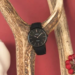 Zwarte OOZOO horloge met rubber band - C20174