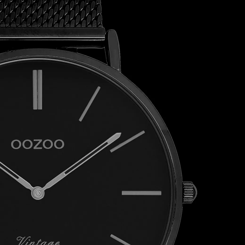 Zwarte OOZOO horloge met metalen mesh armband - C9933