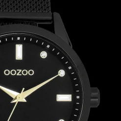 Zwarte OOZOO horloge met metalen mesh armband - C11284