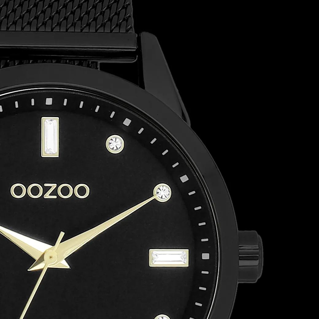 Zwarte OOZOO horloge met metalen mesh armband - C11284