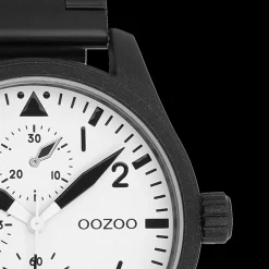 Zwarte OOZOO horloge met roestvrijstalen armband roestvrijstalen armband - C11508