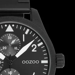 Zwarte OOZOO horloge met roestvrijstalen armband roestvrijstalen armband - C11509