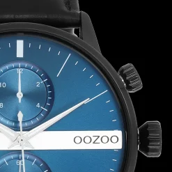 Zwarte OOZOO horloge met leren band leren band - C11510