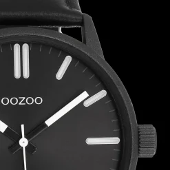 Zwarte OOZOO horloge met leren band - C11404