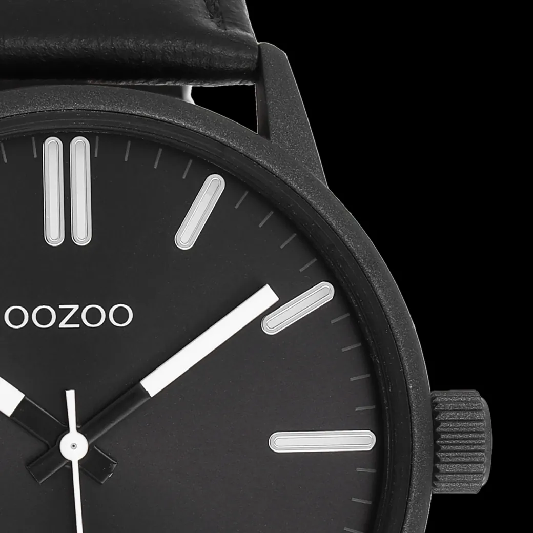 Zwarte OOZOO horloge met leren band - C11404