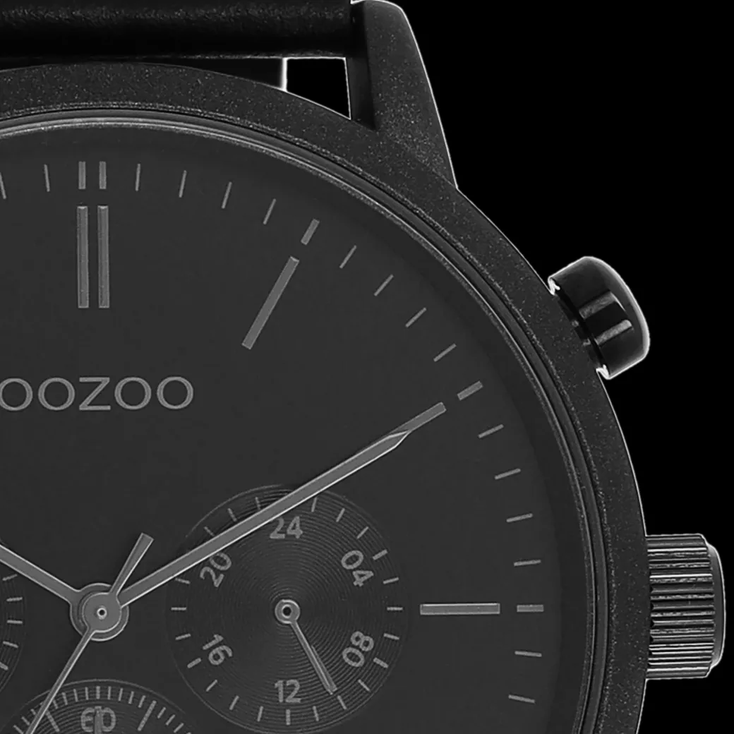 Zwarte OOZOO horloge met leren band - C11203