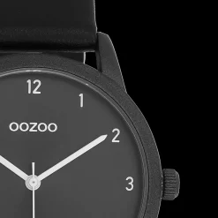 Zwarte OOZOO horloge met leren band - C11079