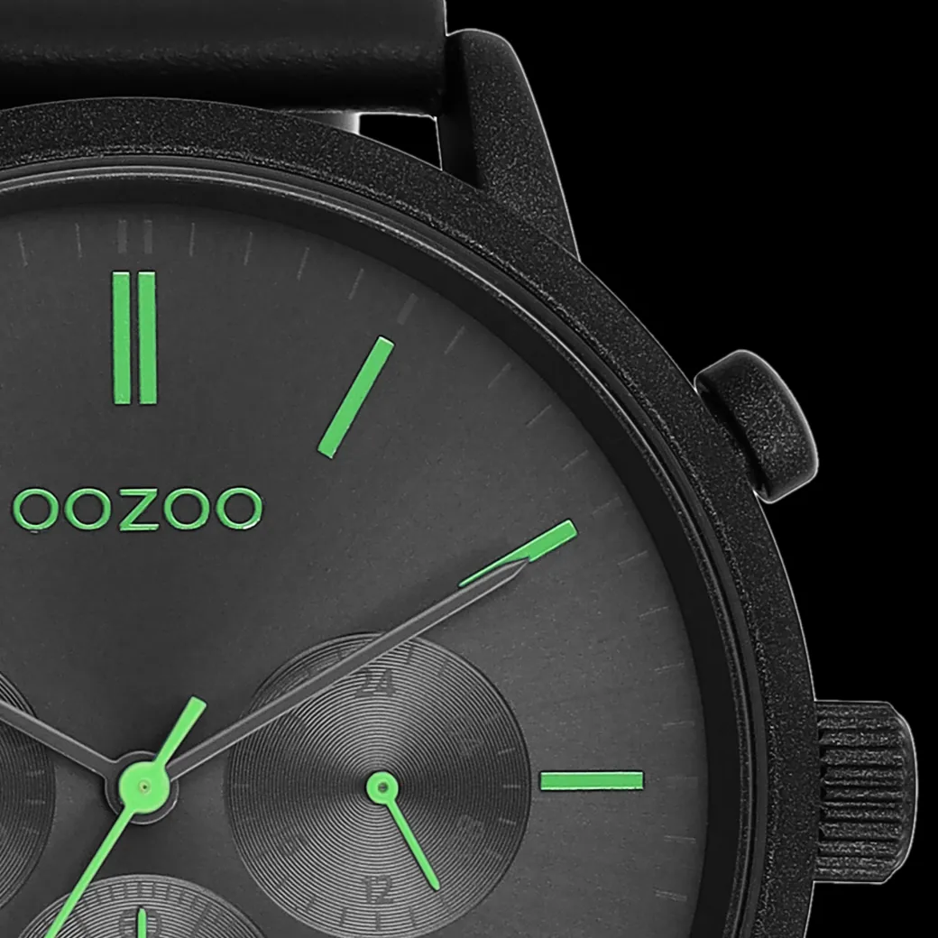 Zwarte OOZOO horloge met leren band - C11208
