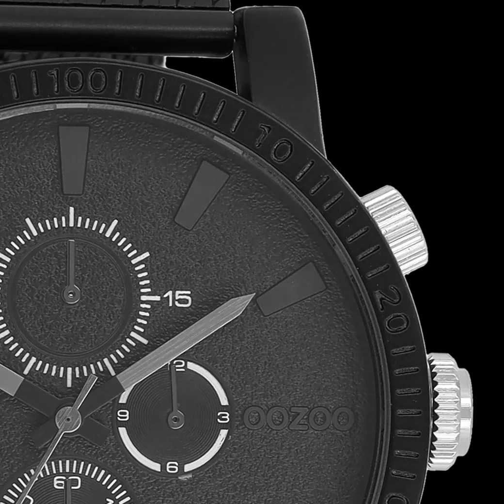 Zwarte OOZOO horloge met metalen mesh armband - C11214