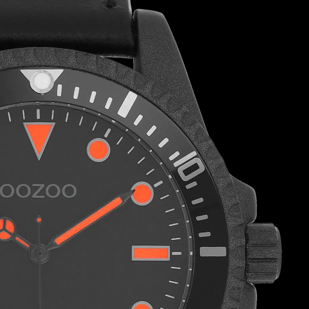 Zwarte OOZOO horloge met leren band - C11119