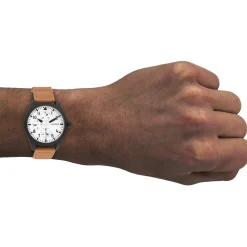 Zwarte OOZOO horloge met oranje klittenband polsband - C11005