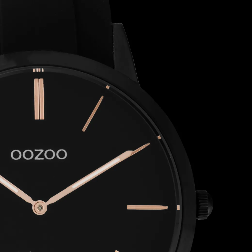 Zwarte OOZOO horloge met rubber band - C20174
